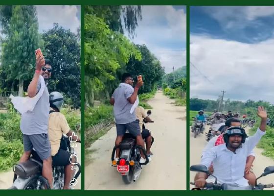 मोटरसाइकलको पछाडी उभिएर फोटो तथा भडिडियो खिचेका सांसद गुप्ताले तिरे ५०० रुपैयाँ जरिबाना