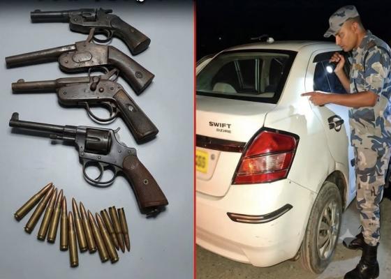वीरगन्जमा भारतीयबाट ४ पेस्तोल एसएलआरमा लाग्ने ६ गोली बरामद